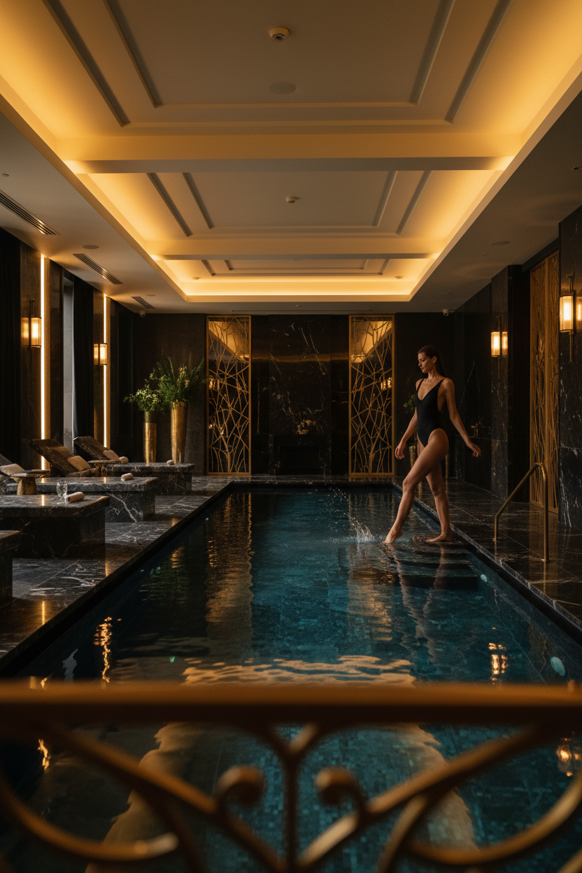Création IA Neural Aura pour Guappaa - Spa luxueux avec piscine turquoise